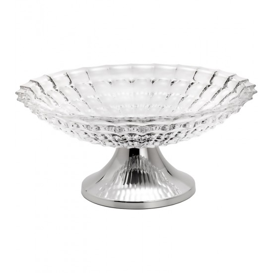 Fruteira 33cm Window de Vidro Com Base Aco Inox